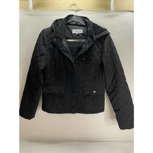 Calvin Klein Black Diamond Quilted Puffer Jacket with Hood M Women's